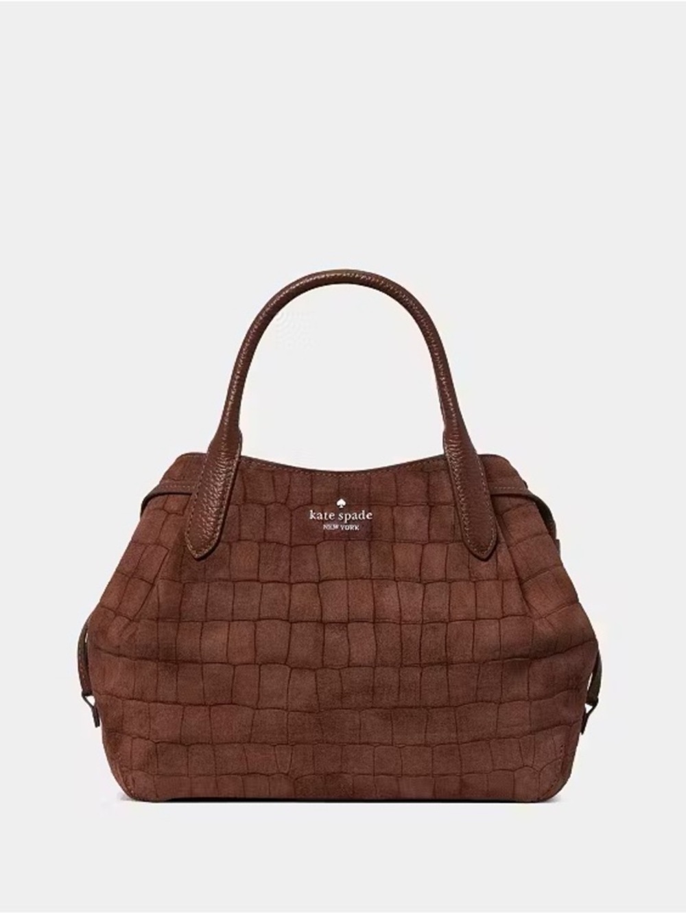 Kate Spade Dumpling Suede Croc Satchel Crossbody Bag fChocolate Truffle